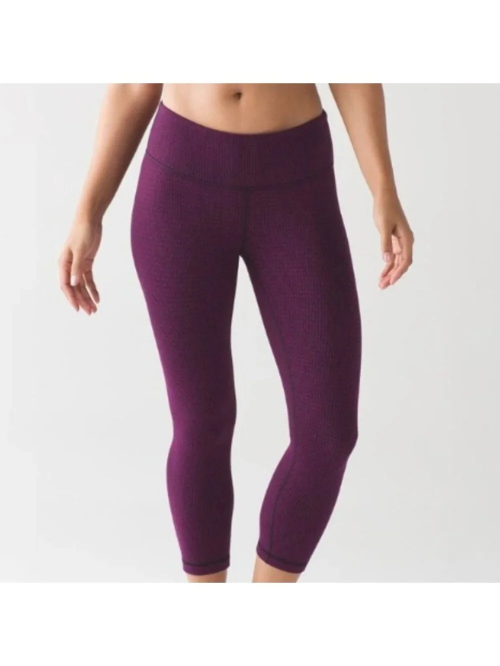 Lululemon Wunder Under Crop III Teeny Tooth Deep Fuchsia Black